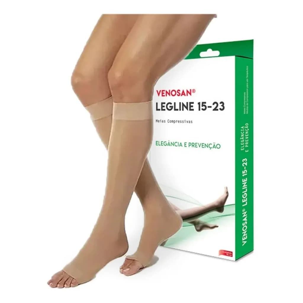 Meia Venosan Legline 3/4 Leve Compressão 15-23mmhg Pé Aberto