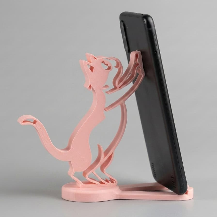 Suporte De Celular E Smartphone Gato Fofo Geek Organização De Mesa.