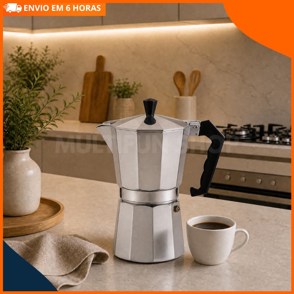 Cafeteira Italiana Moka Inox 9 Xícaras Inoxidável Premium Cafeteira Espresso Manual Grande Luxo Express Cozinha Fogão