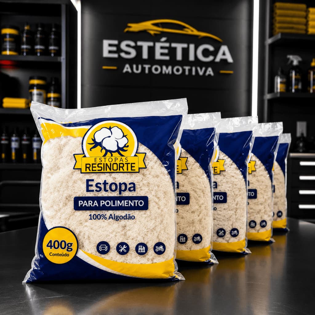 Estopa Para Polimento 400g 100% Algodão Automotiva Limpeza Oficina Alta Absorção