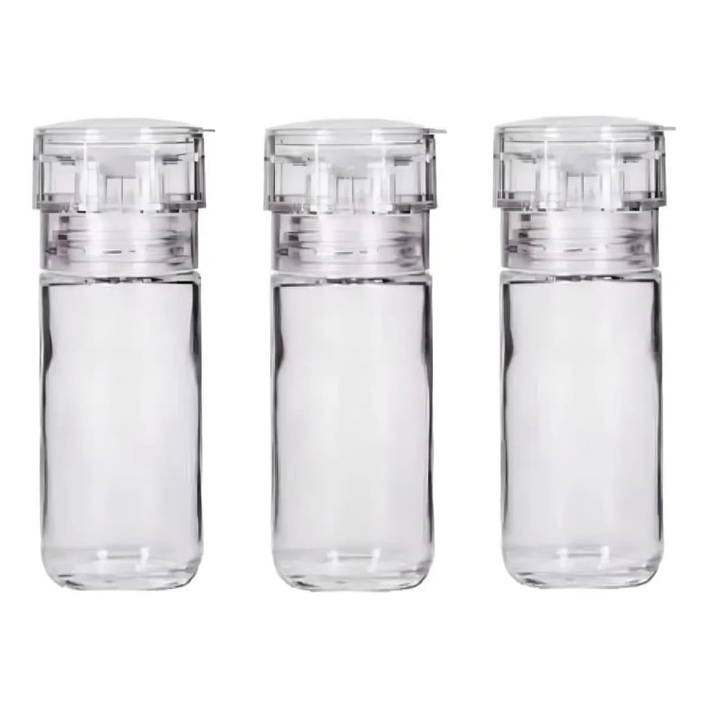 Kit 3 Moedores de Sal e Pimenta Vidro 100ml Manual Marca Sais