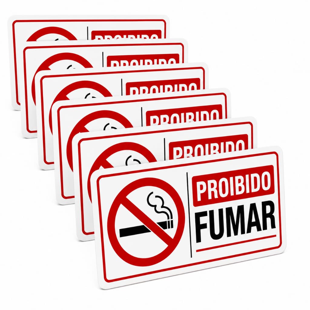 Adesivo Proibido Fumar 18x9cm Kit 6 Un Sinalização Comercia