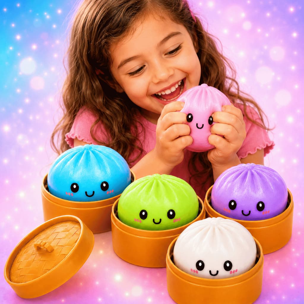 Dumpling Squishy Bolinho Baozi Colorido Brinquedo Sensorial