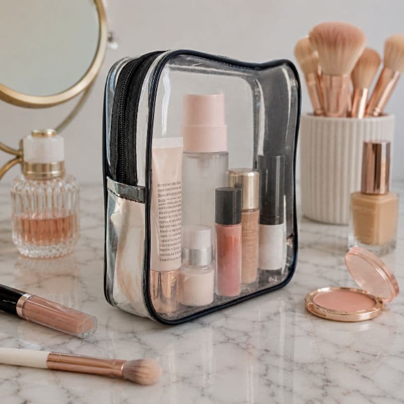 Nécessaire bolsa 20x20x5 organizadora em plástico transparente para levar na bolsa viagem maquiagem remédios Maternidade