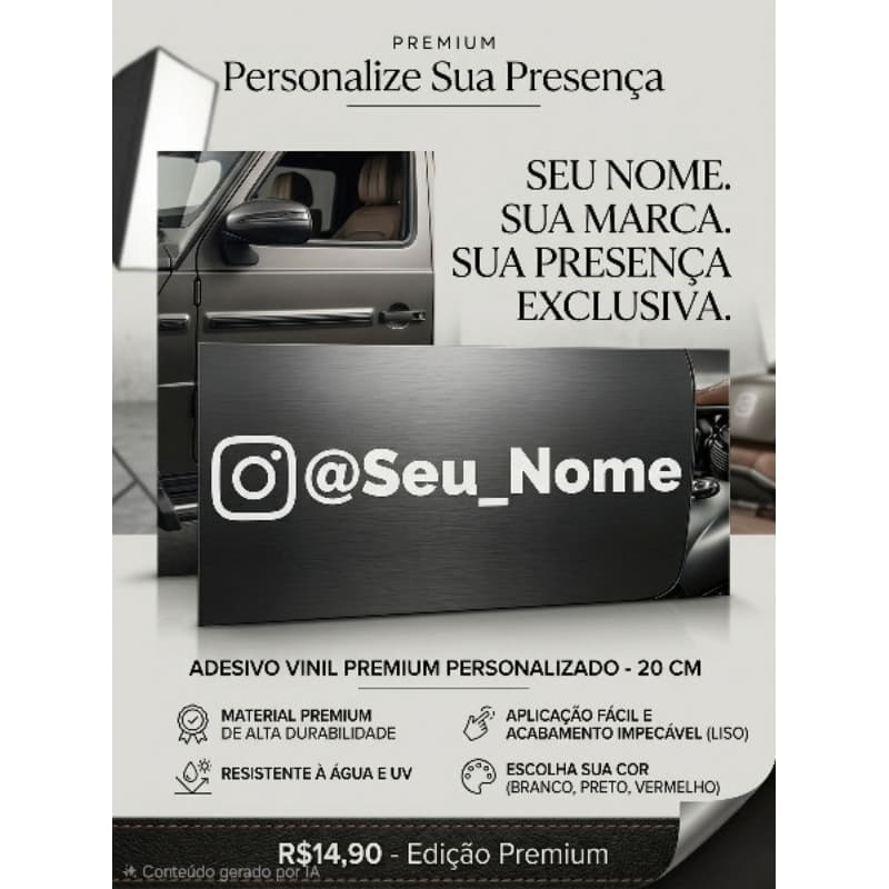 Adesivo seu @nome personalizado para moto carro caminhão até 20 cm