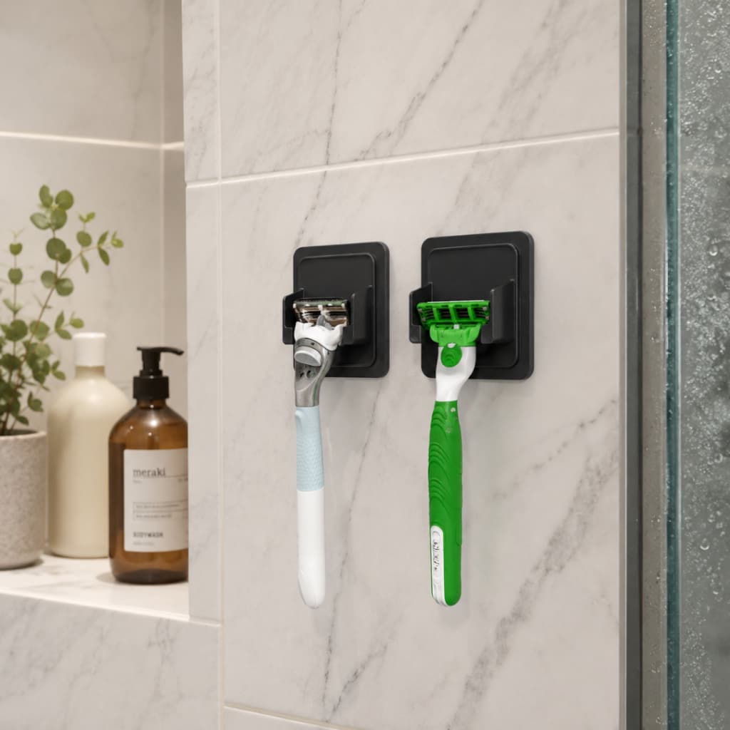 Suporte De Barbeador Aparador De Pelos Para Banheiro Box Sem Furo - Com Fita Dupla face Fixação Extra Forte