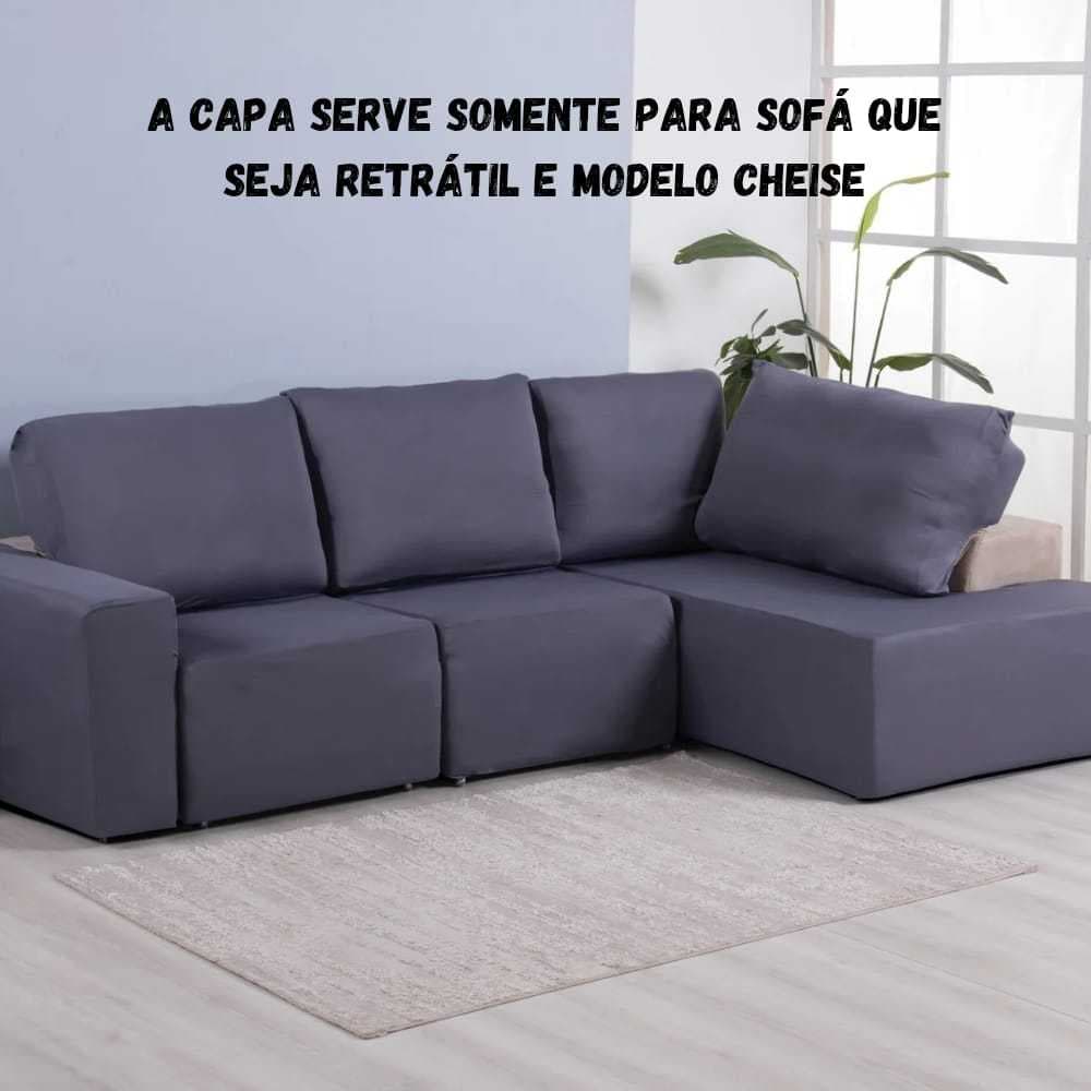 Capa Para Sofá Assento e Chaise 3 Lugares Várias Cores