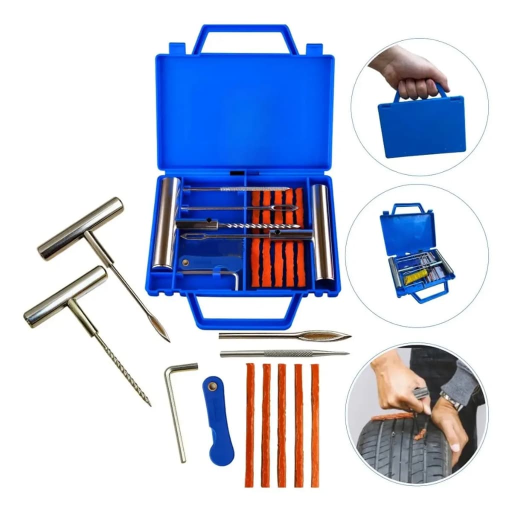Reparo Metal Com Chaves Maleta E Refis Modelo Para Remendo Pneu moto e carro Kit 16