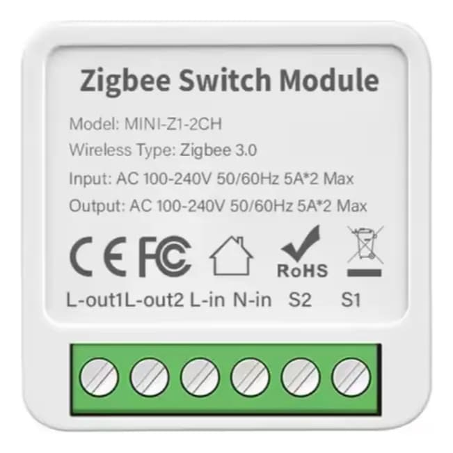 Mini Interruptor Inteligente Zigbee 3.0 2CH Automação Residencial MINI-Z1