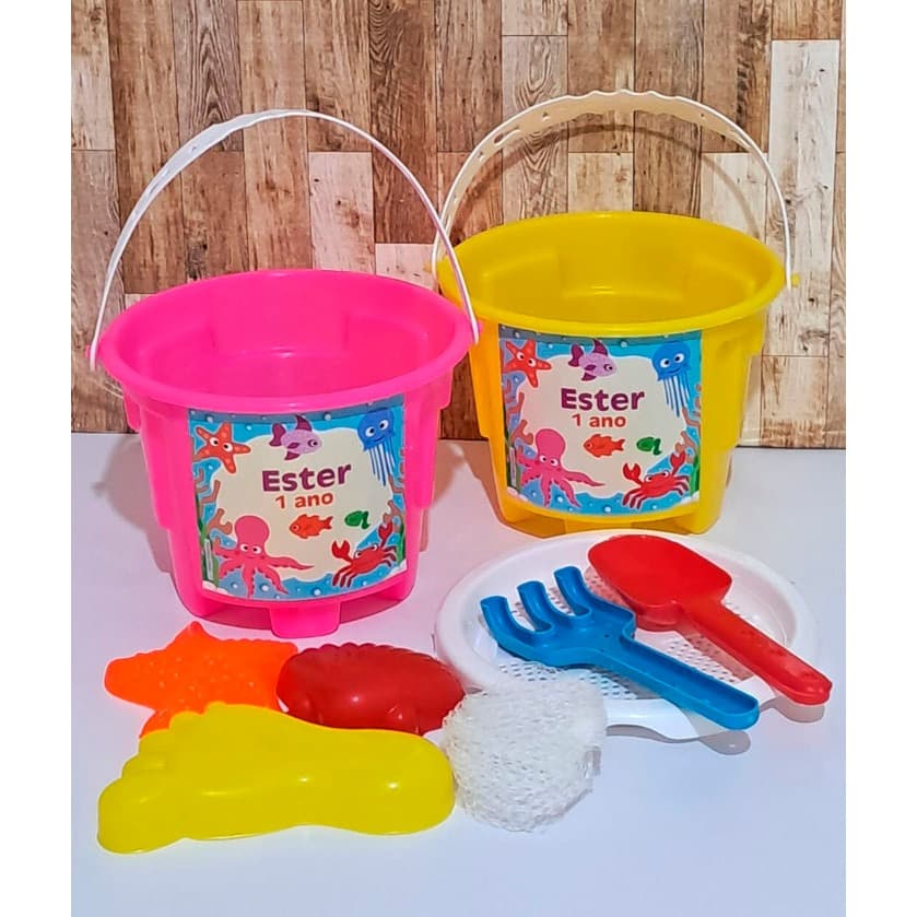 Baldinho de Praia - Fundo do Mar | Balde de Praia PERSONALIZADO | Tema da sua festa | Lembrancinha Personalizada