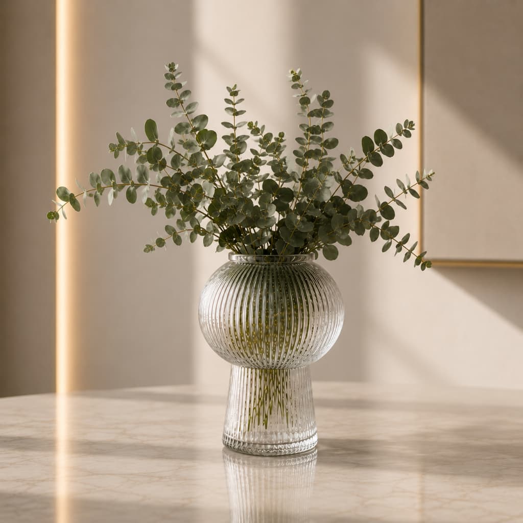 Vaso de Vidro Lines Transparente 17 cm Wolff - Decoração Sala Escritorio Flores Plantas