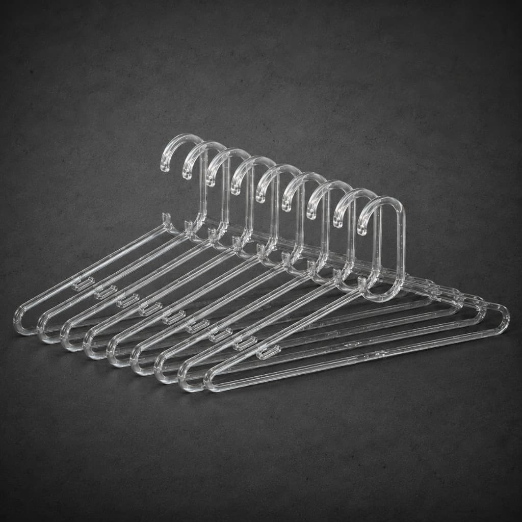Kit 10 Cabides Acrílicos Transparentes Reforçados Premium para Roupas e Guarda-Roupa