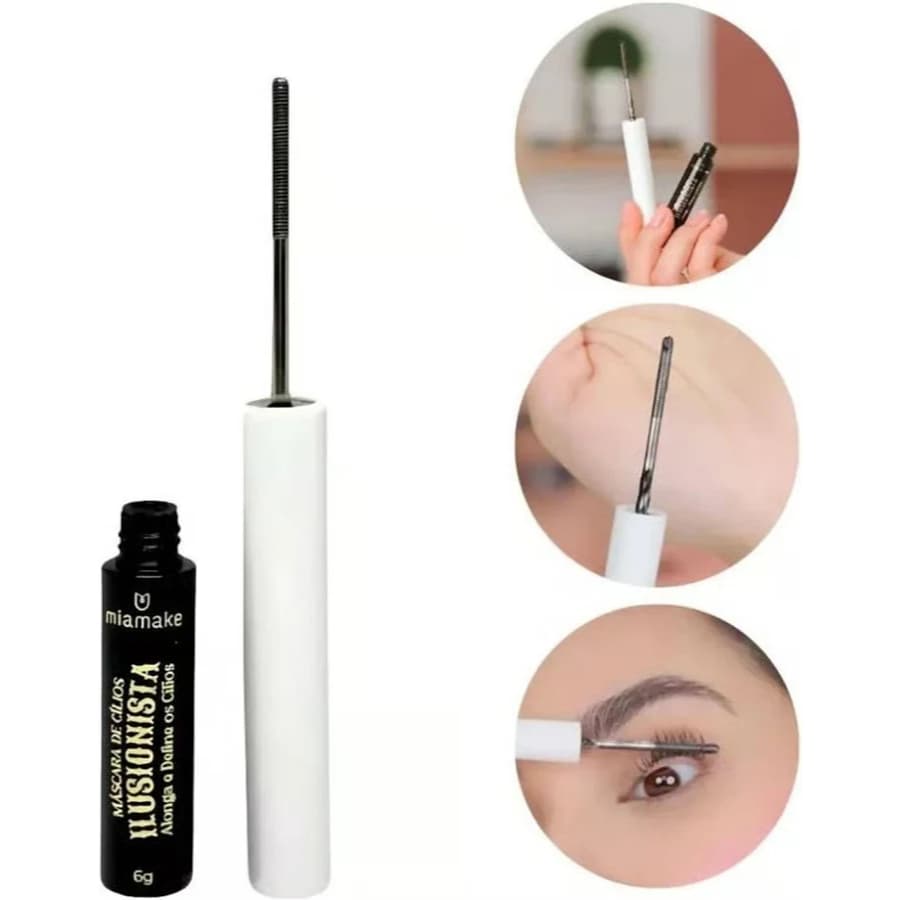 Máscara de Cílios Mia Make Ilusionista 6g - Efeito De Alongamento E Curvatura com Pincel Espiral Tecnológico