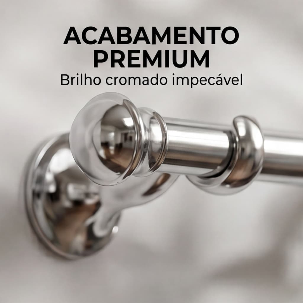 Kit Varão Simples Para Cortina 2 Metros 28mm Cromado