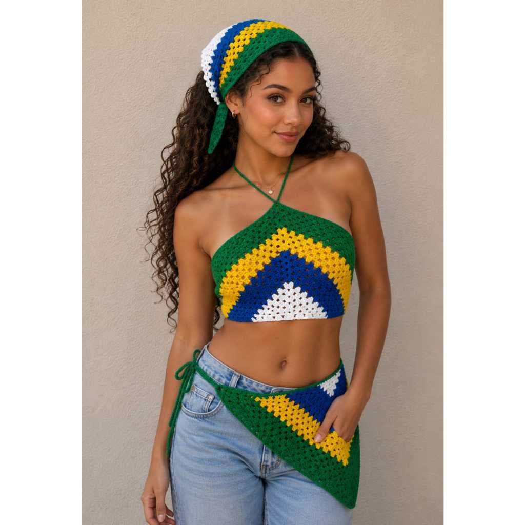 BANDANA DE CROCHÊ 3 em 1 COPA DO MUNDO 2026.