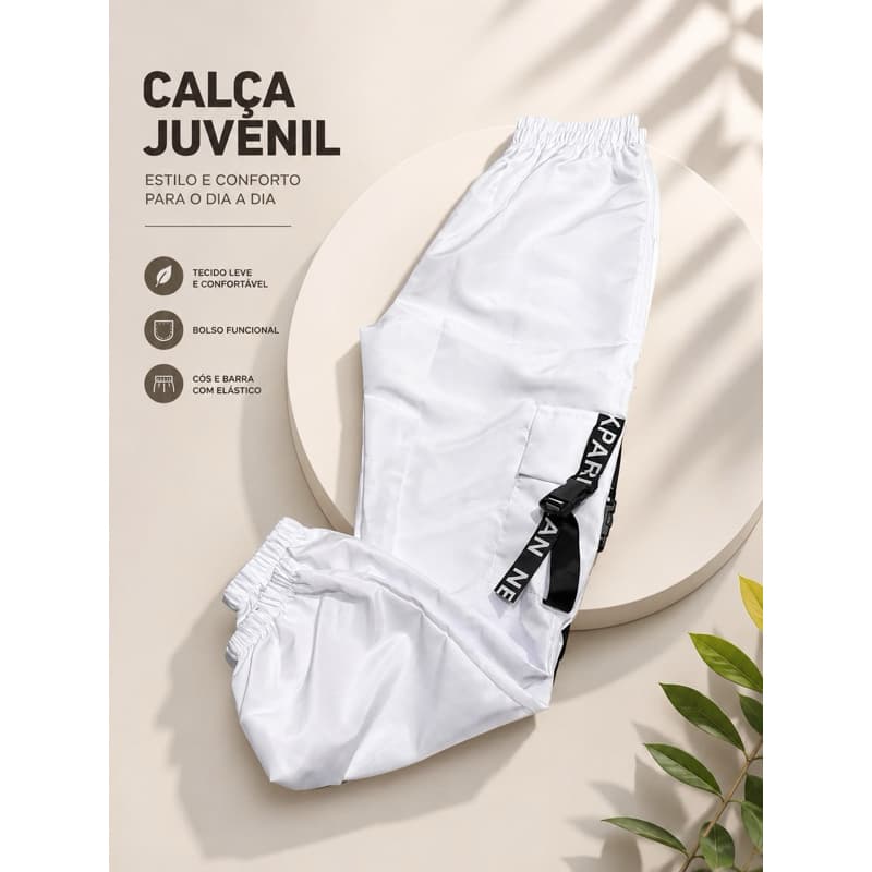 Calça Jogger Infantil Feminina Tactel Calça Juvenil Para Crianças Cargo Street Bloguerinha