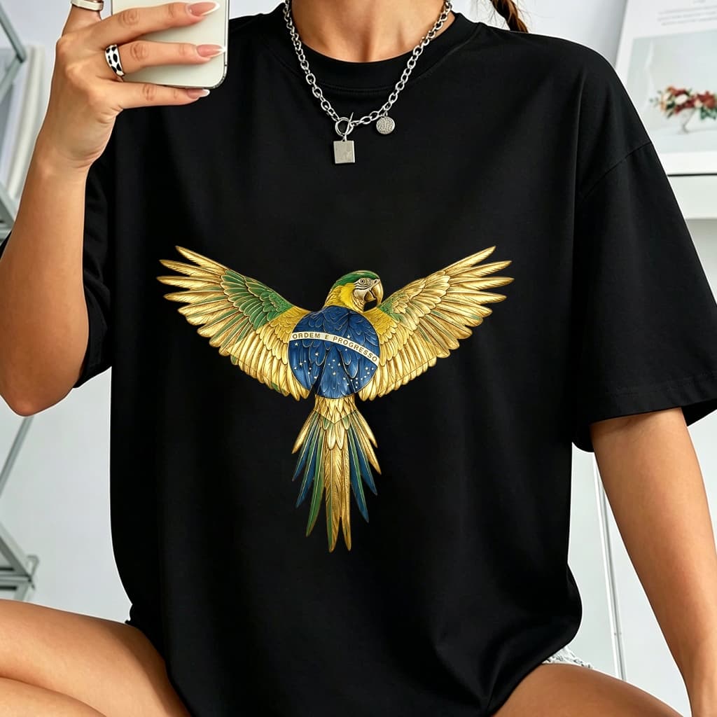 Camiseta Feminina Blusa Brasil Arara -T-shirt Copa do Mundo 2026 |100% Algodão Premum,Plus Size P ao G3