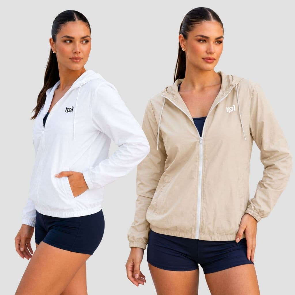 Kit 2 Jaqueta Corta Vento Feminina Bolso Capuz Academia Corrida Dia dia Casual Confortável Leve