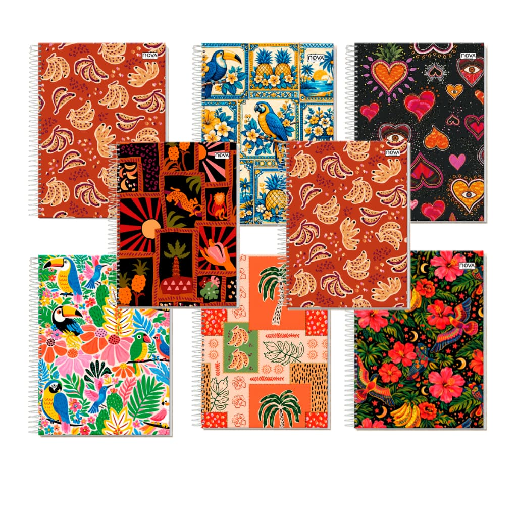 Kit Cadernos 6/8/10/12 1 Matéria 80 Folhas Nova Cadernos Capa Dura Feminino Paradise