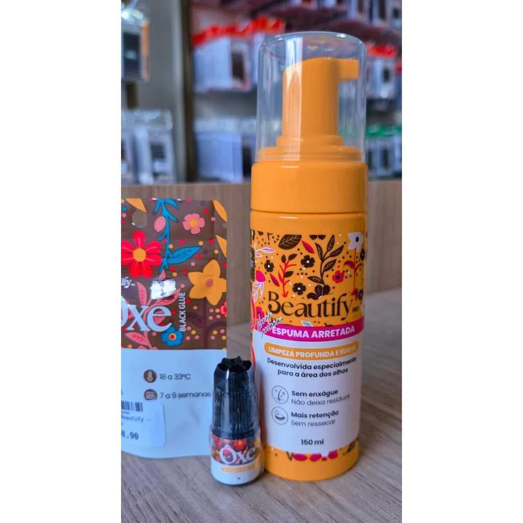KIT OXE ESPUMA + COLA ADESIVA DE CÍLIOS BEAUTIFY