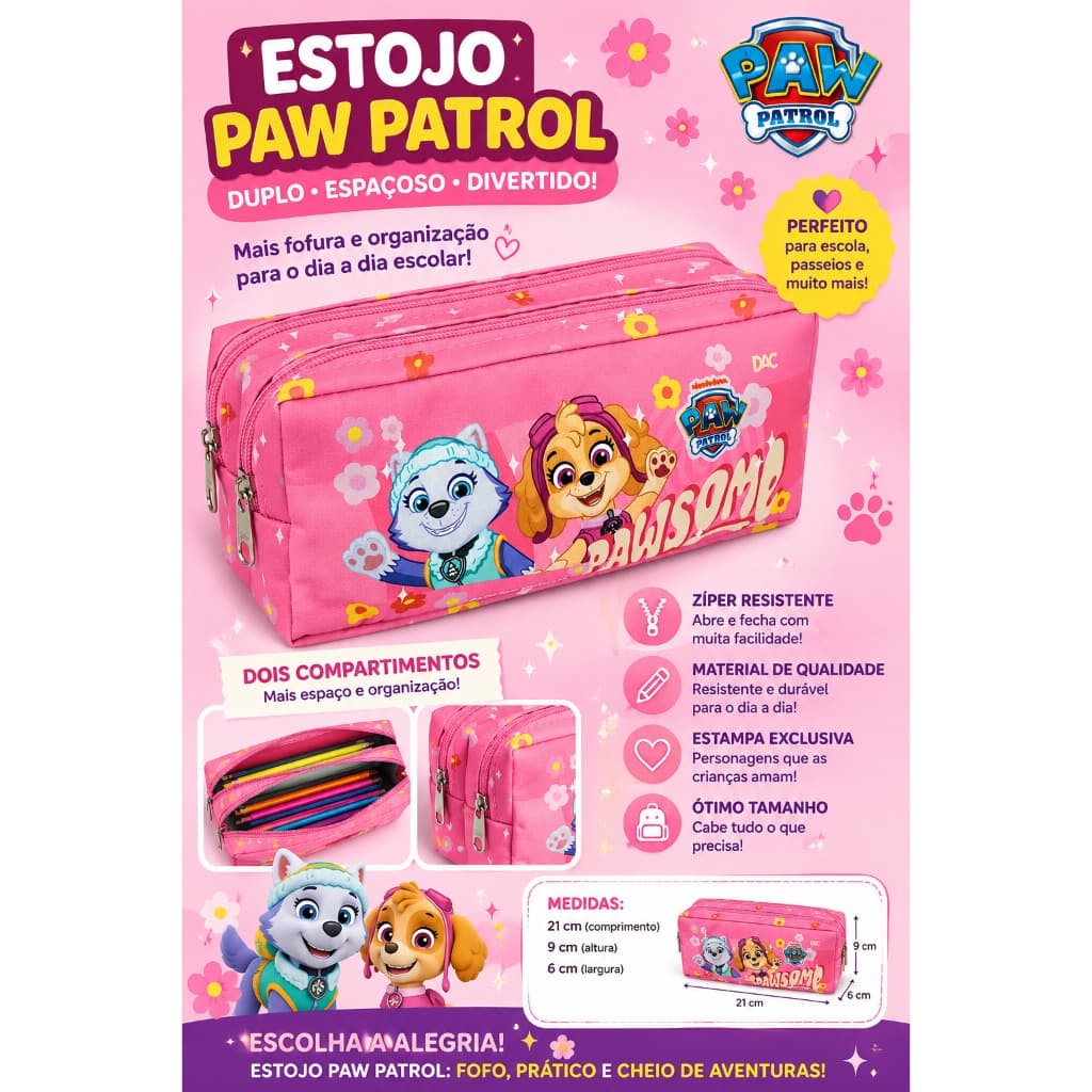 Estojo escolar infantil - patrulha canina