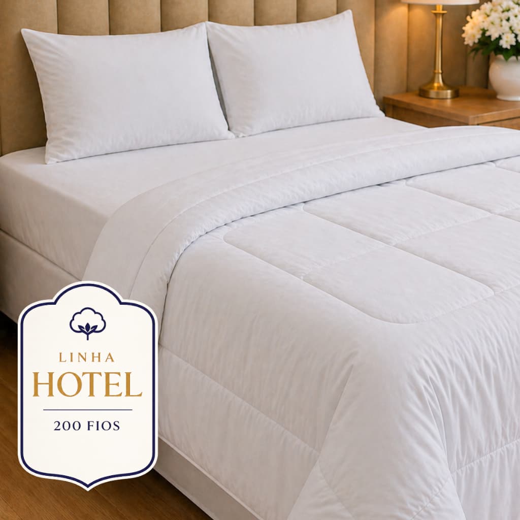 Lençol e Edredom Hotel Roupa Cama Profissional 200 Fios Branco Solteiro Casal Queen King