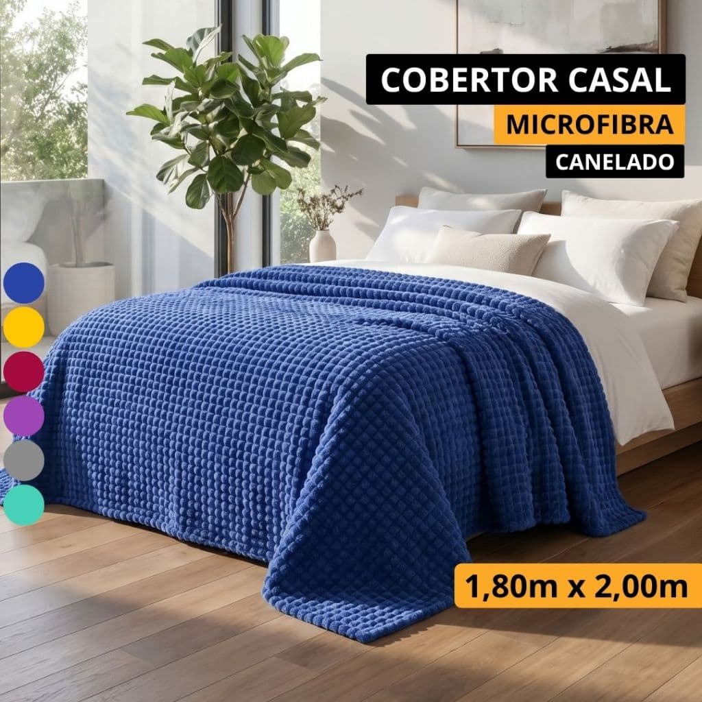 Cobertor Canelado Casal Confortável em Microfibra 1,80x2,00m