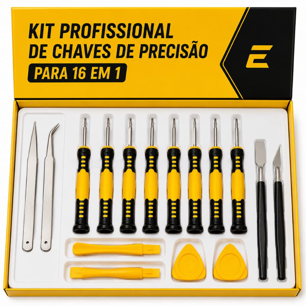 Kit Jogo Chaves Precisão 16 Peças Fenda Torx Philips Y Pinça