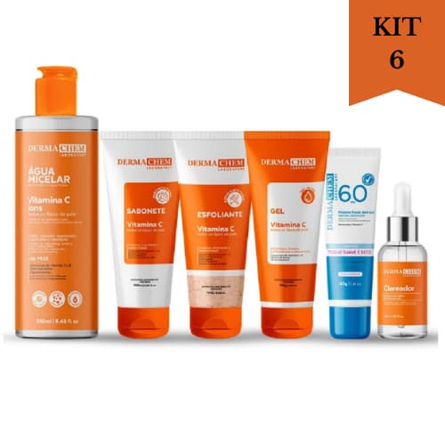Kit Skin Care Completo Vitamina C Dermachem Autocuidado Clareador de pele Protetor Solar