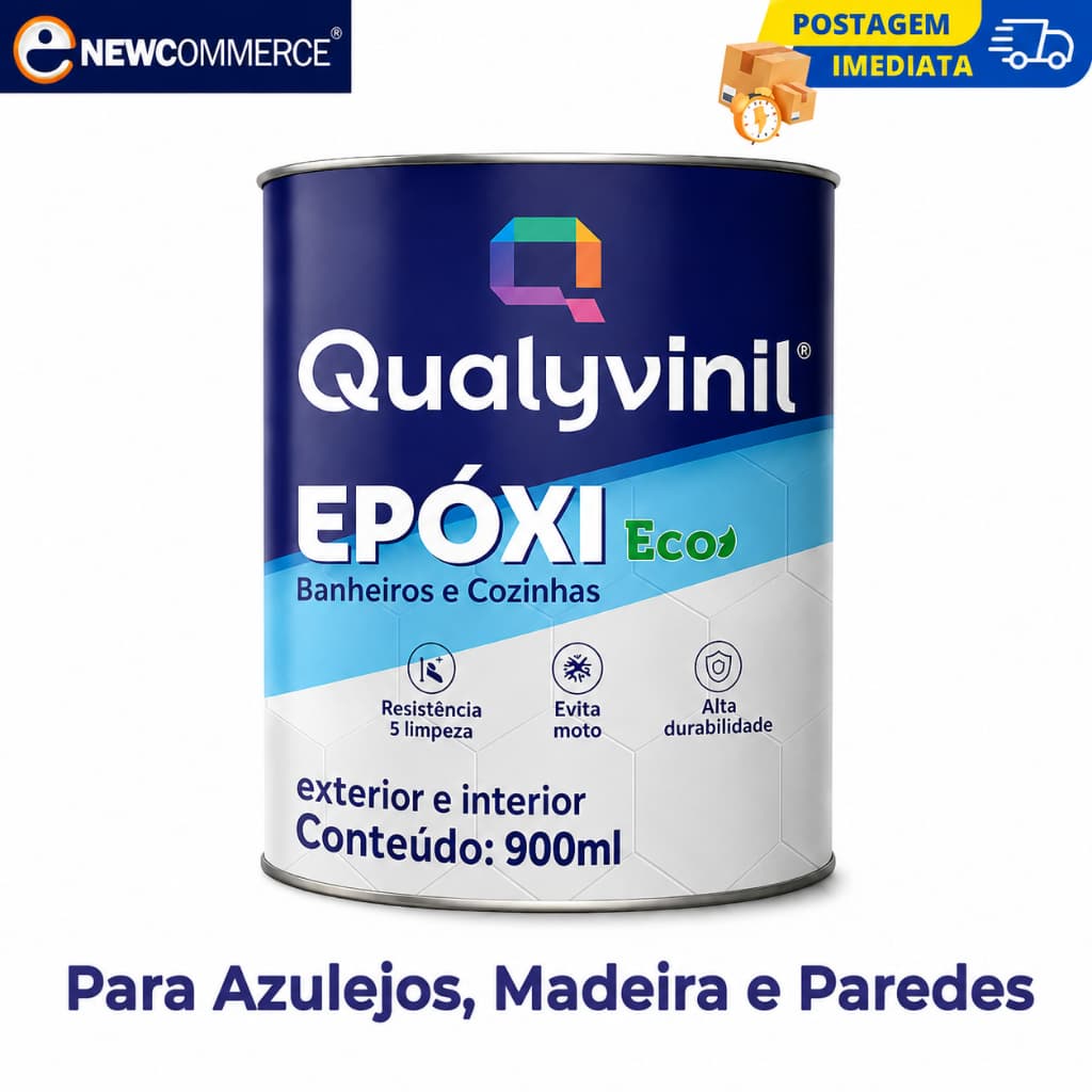Tinta Epóxi Base Água Branco Qualyvinil 900ml Para Banheiro Azulejo E Parede