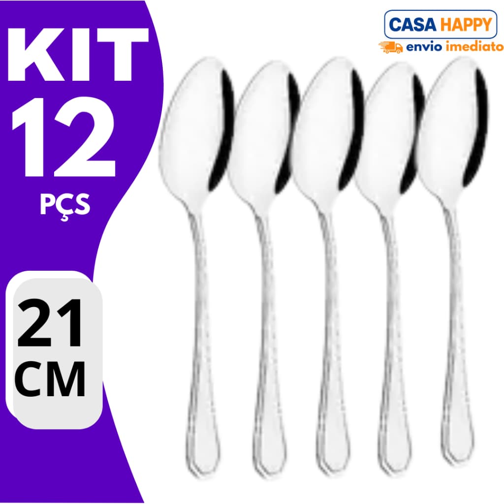 Colher de Mesa Inox Premium 21cm – Grande e Pesada | Aço Inoxidável Reforçado | Alta Durabilidade | Brilho Premium | Uso