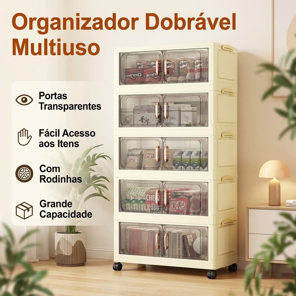 Caixa Organizadora Armario Multiuso Caixa de Armazenamento Empilhável com Rodas para Guardar Roupas e Brinquedos