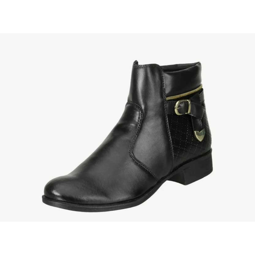 Bota Coturno Feminino Salto Baixo Cano Médio Ziper Lateral