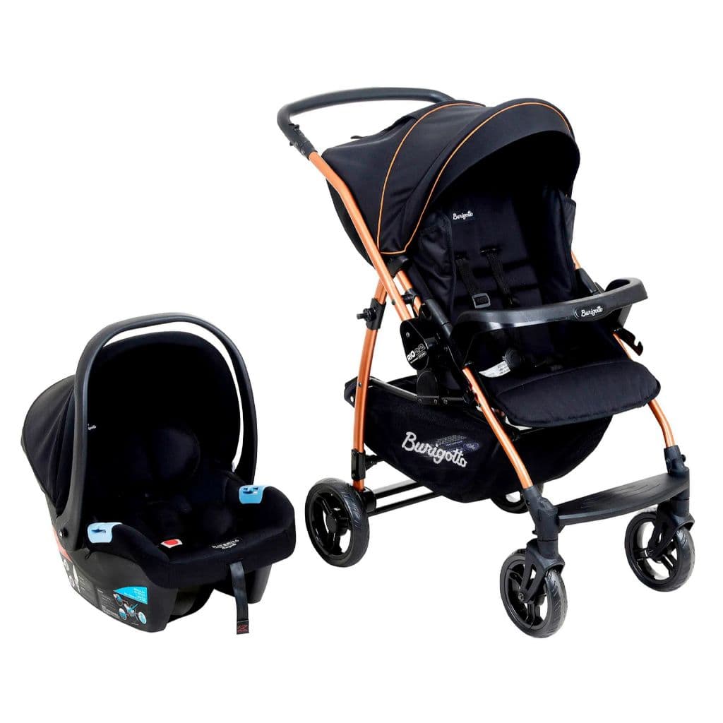 Carrinho Passeio e Bebê Conforto Burigotto Rio 22 Preto Cobre (0 à 22Kg)