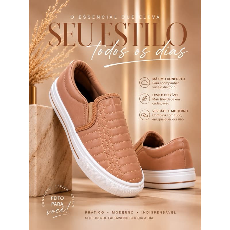 Tênis Feminino Casual Slip On Confortável Leve e Versátil Premuim Moda 2026