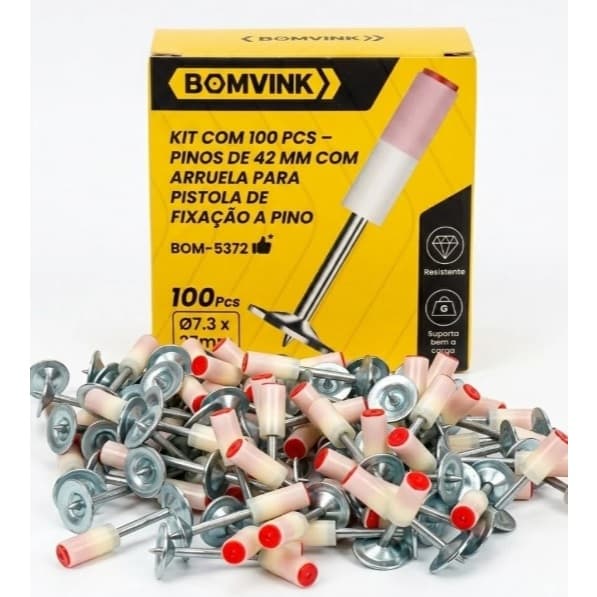KIT COM 100 PINOS 42MM PARA PISTOLA DE FIXACAO