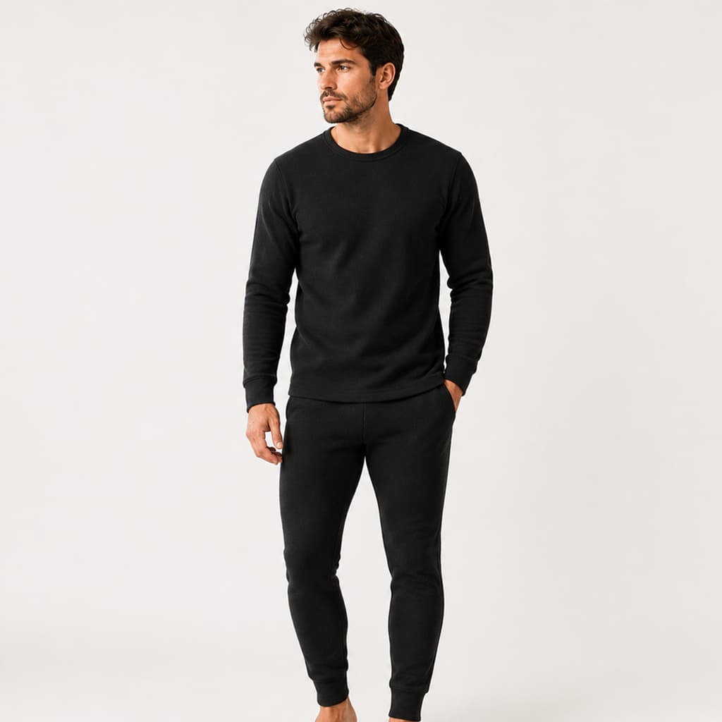 Kit Calça e Camisa Peluciada Térmica Tecido Encorporado Frio Intenso Camiseta Peluciada UV+