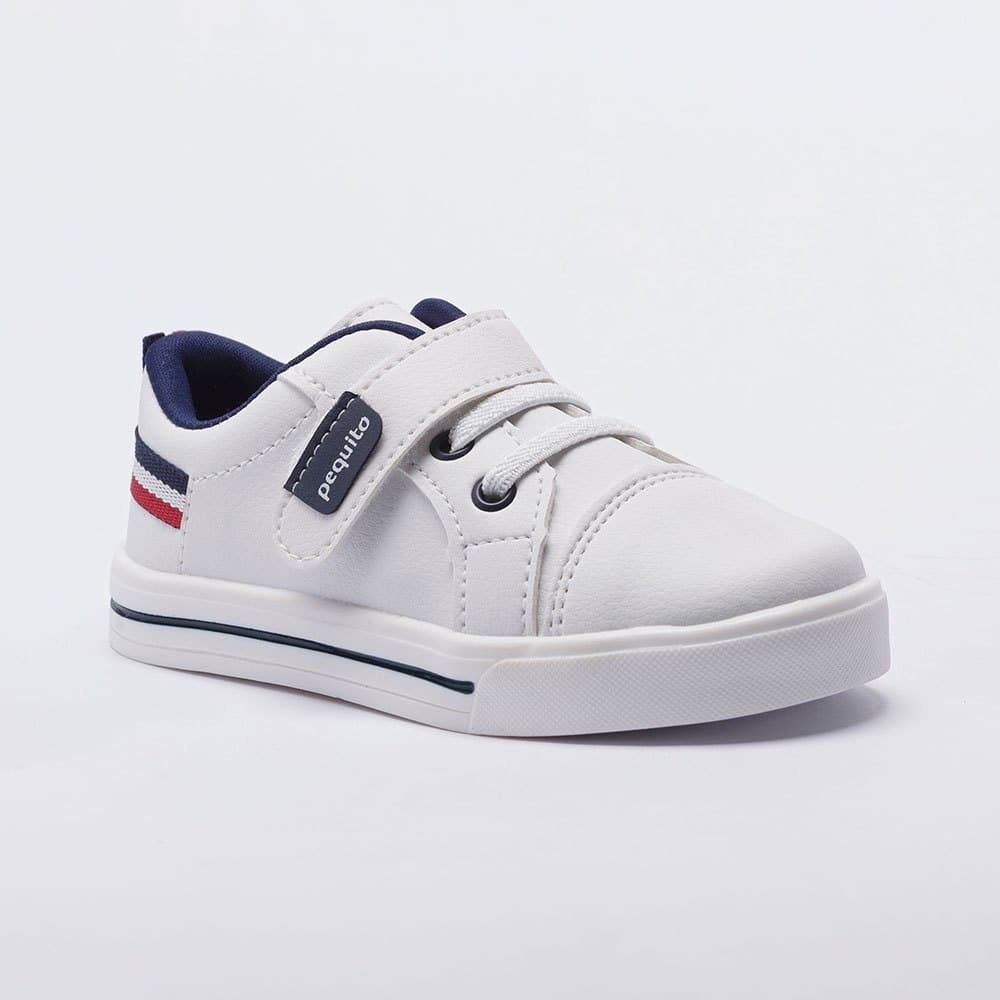 Tênis Infantil Menino Casual Listra Masculino Estiloso Passeio Escolar Branco 20126 Pequito