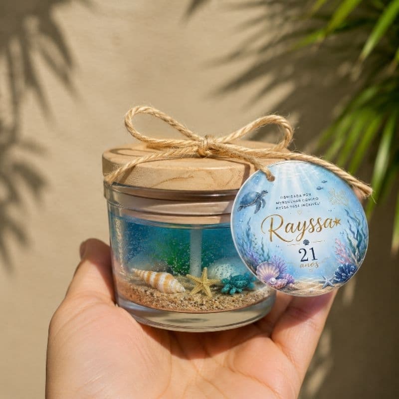 VELA FUNDO DO MAR G para centro de mesa/ vela com areia e concha/sereia centro de mesa
