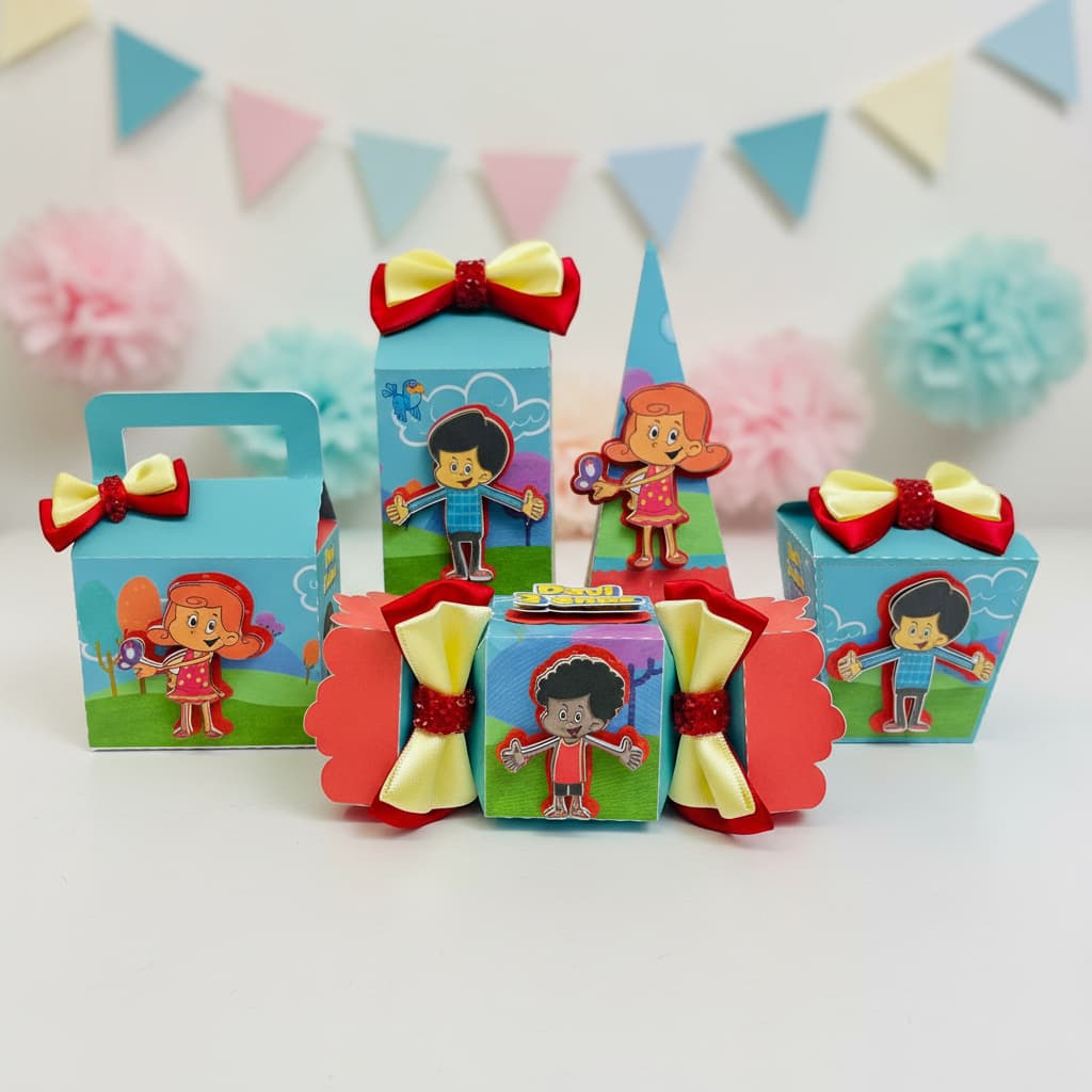 Kit Festa Pegue e Monte - Lembrancinhas Personalizadas TRÊS PALAVRINHAS - Aniversário - Caixa Milk Personalizada
