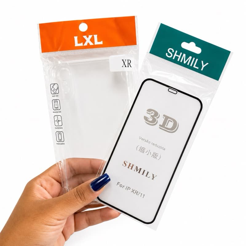 Kit Proteção Completa para IPHONE XR – Capinha Anti-Impacto + Película 3D de Vidro Temperado