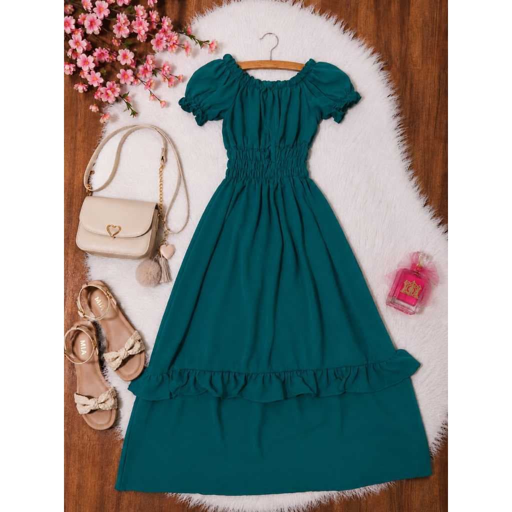 vestido juvenil  cigancinha longo