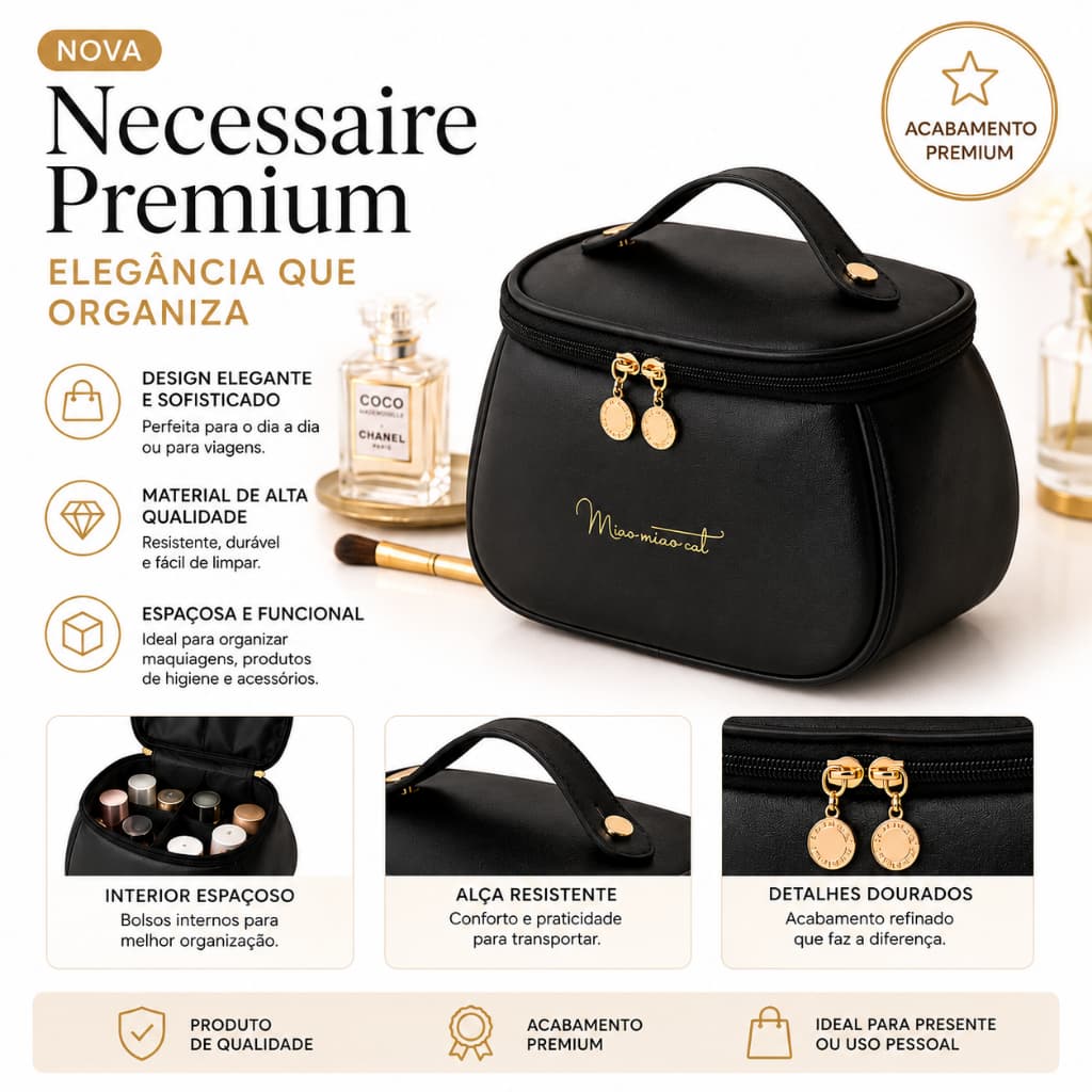 Nécessaire Feminina Premium Grande Capacidade – Bolsa Organizadora de Maquiagem para Viagem