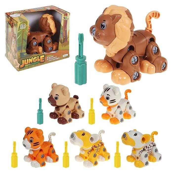 Brinquedo Monta e Desmonta Animais Selvagens Com Chave de Montagem Brinquedo Educativo Montessori