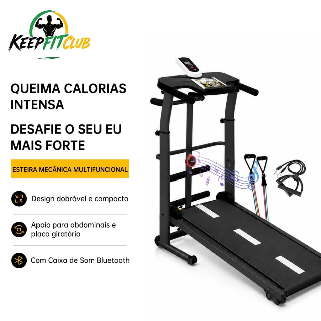 KEEPFIT Esteira de Caminhada Mecânica Self Machine com Display suporta 120kg