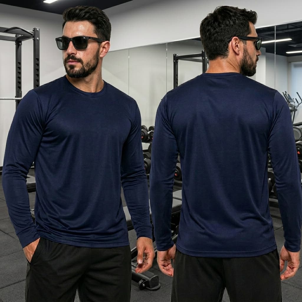 Camiseta Masculina Dry Fit Manga Comprida Longa Premium para Academia Básica Confortável Proteção UV