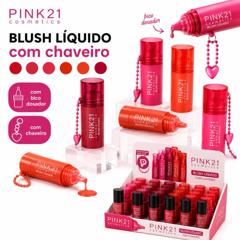 Blush liquido  com chaveiro pink 21 4ml