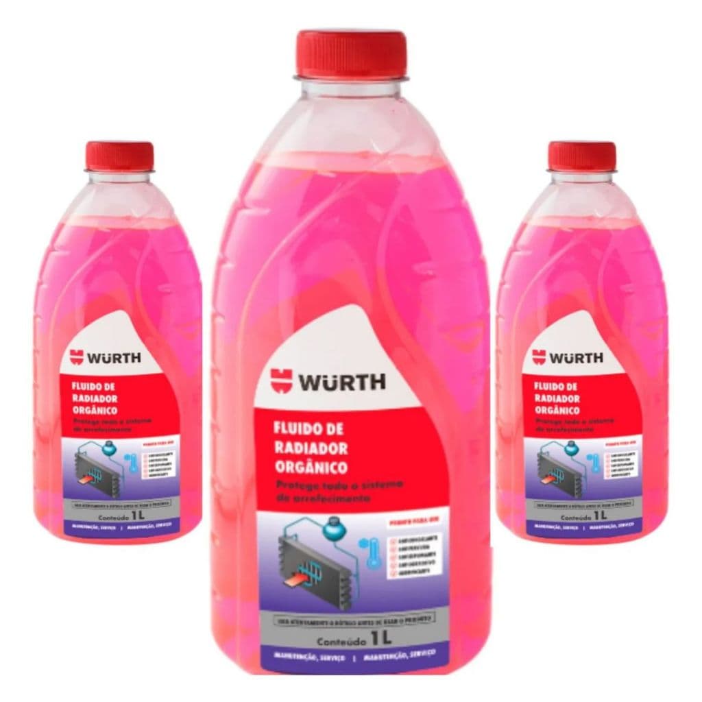 Kit 3 Aditivo Radiador Wurth Pronto Uso Rosa Anticorrosivo Sistema Arrefecimento Motor