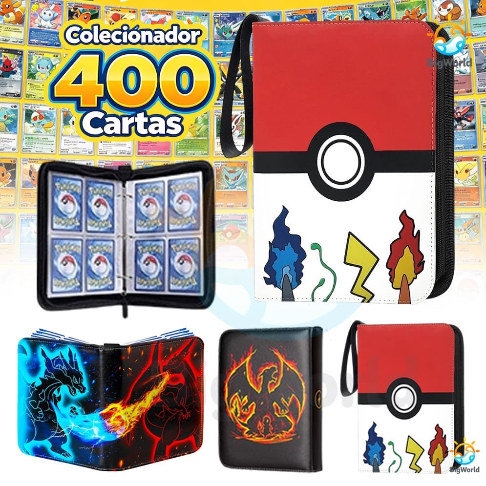 Fichário Pokémon com Zíper para 400 Cartas 50 Folhas Capa Dura Porta Cards TCG Pronta Entrega