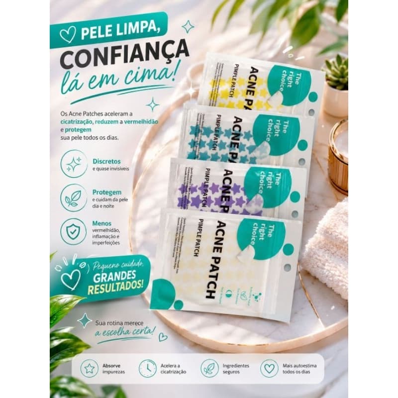 Kit com 40 Adesivos Estrela para Acne Patch Adesivo para Espinhas | Reduz Vermelhidão | Discreto e Eficaz